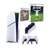 Sony Playstation 5 Slim Cd Edition + 2. Dualsense Ps5 Kol + Sarj İstasyonu + Fifa Fc 25 + Gta 5 (İthalatçı Garantili) Dfx