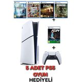 Sony Playstation 5 Slim CD Edition1 Tb +Ps5 5 Adet Oyun (Ithalatçı Garantili) - Beyaz