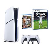 Sony Playstation 5 Slim Cd+2. Dualsense Ps5 Kol+Fifa Fc 25+Gta 5 (Ithalatçı Garantili) Beyaz