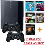 SONY Ps3 Süper Slim Kasa 500 GB 200 Oyunlu 2 Kollu Gta 5-Pes 21GARANTİLİ Yenilenmiş Dreamlandgameshop