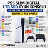Sony Ps5 3,5 Ghz Saat Hızındaki 8 Çekirdekli Slim Digital 1 Tb SSD Oyun Konsolu + 2. Kol Hediye - Beyaz