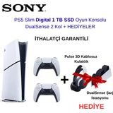 Sony Ps5 Slim Digital 1 Tb Ssd Oyun Konsolu + Dualsense 2 Kol+3D Kulaklık Ve Şarj Istasyonu Hediye