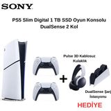 Sony Ps5 Slim Digital 1 Tb SSD Oyun Konsolu (Ithalatçı Garantili) + Dualsense 2 Kol+3d Kulaklık ve Şarj Istasyonu Hediye - Beyaz