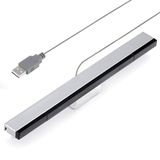 SOONORY for USB Wii Sensor Bar, Infrared IR Ray Motion Sensor Signal Receiver for Nintendo Wii and Wii U Console USB Port with Stable Stand(Black/Silvery)