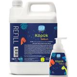 Soop %100 Doğal Köpük Sabun Dinozor 5L&300mL Pudra Kokulu Bitkisel Vegan Hipoalerjenik - Mavi