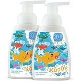 Soop Baby %100 Doğal Çocuk Köpük Sabun Shark 2x300 mL Bitkisel Vegan Hipoalerjenik Pudra Kokulu