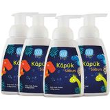 Soop Baby %100 Doğal Dinozor Desenli Çocuk Köpük Sabun 4x300mL Hipoalerjenik Pudra Kokulu