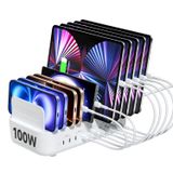 SooPii Cep telefonu USB şarj istasyonu, çoklu, 100 W PD USB C şarj istasyonu, 10 bağlantı noktası, lpad şarj istasyonu, birden fazla cihaz, çoklu hızlı şarj istasyonu USB C, cep telefonu, tablet