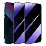 SOOPUR [2'li Paket iPhone 13 / iPhone 13 Pro/iPhone 14 ile Uyumlu Anti-Mavi Işık Gizlilik Ekran Koruyucu 6,1 inç, Çizilmeye Dayanıklı, Kırılmaz Temperli Cam Film, Yuvarlak Kenar Tam Kaplama
