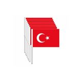 Sopalı Orta Kağıt Türk Bayrağı 10 Adet 19 X 12,5 Cm