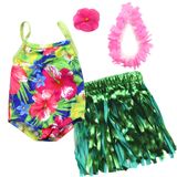 Sophia's Hawaiian Luau 4 Parça Bebek Mayosu Çiçekli Banyo Takımı, Çim Etek, Lei, 45 cm Bebekler için Çiçek Saç Parçası | Bebek Ayrı Satılır