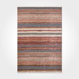Sophie Kahverengi Çizgili Modern Geometrik Etnik Desenli Boho Makinada Yıkanabilir Hav Toz Vermez Leke Tutmaz Kaymaz Taban Dijital Makine Baskı Halı Oturma Odası Salon Yolluk Koridor Mutfak Halısı