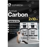 Sophresh Aktif Karbonlu Kedi Kumu 2X10 L – %100 Doğal Bentonit, Güçlü Topaklanan