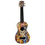 Soprano Ukulele, Kedi Desenli, Renkli Çizimli, 4 Telli Müzik Aleti, Dekoratif Çocuk ve Yetişkin Müzik Enstrümanı