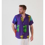 Sör Bülend Yazlık Gömlek Hawaii Desenli - 4XL - Mor