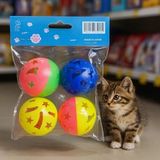 Sora Home 4'lü Çıngıraklı Top Kedi Oyuncağı - Standart - Renkli