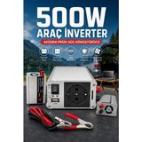 Sora Home 500W Fanlı Akü Inverteri 12V Dc Giriş 220V Ac Çıkış USB Portlu Taşınabilir Araç Kullanımı - Standart - Renkli
