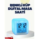 Sora Home Termometre ve Takvim Özellikli 7 Renk Değiştiren Küp Alarm Saati