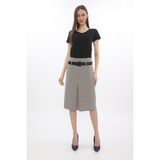 Soralline Kadın Etek 65 Cm Boyunda Astarlı 722 Desenli Mürdüm - 48 - Bej - Mürdüm