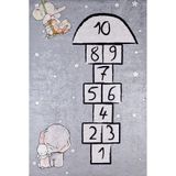 Soria Gri Figürlü Modern Geometrik Etnik Desenli Boho Makinada Yıkanabilir Hafif Hav Toz Vermez Leke Tutmaz Kaymaz Taban Dijital Makine Baskı Halı Oturma Odası Salon Yolluk Koridor Mutfak Halısı