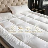 Sorona Yatak Pedi Topper | Elyaf Dolgu | Otel Konforu | Terletmez | Ortopedik Destek - 100 x 200 cm - Beyaz