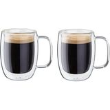Sorrento Çift Camlı Kulplu 2'li Espresso Bardak Seti, 134 Ml, Cam, Şeffaf Cam