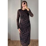 Sorridi Tül Drapeli Maxi Bisiklet Yaka Elbise