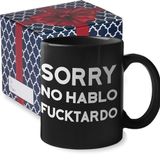 Sorry No Hablo Fuctardo Komik Kahve Kupası ve Çay Fincanı | Erkekler için Benzersiz Yenilik Hediyesi | Müthiş Komik Komik Kupa, İş Arkadaşı Hediyesi (Siyah)