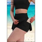 Şort Etek Görünümlü Içi Şortlu Cepli Spor Tasarım Tenis Deniz Havuz Fitness SIYAH1107 - 4XL