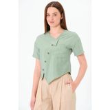 Sortie Collection Cebi Güllü nakışlı gömlek - Çağla - XL