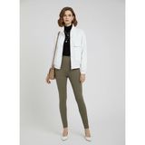 Sortie Collection Ekru Dik Yaka Fermuarlı Çıtçıtlı Kapaklı Cepli Kısa Kadın Modal Bomber Ceket