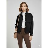 Sortie Collection Siyah Dik Yaka Fermuarlı Çıtçıtlı Kapaklı Cepli Kısa Kadın Modal Bomber Ceket - XL