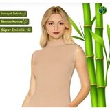 Sortie Kadın Atlet Sıfır Kol Boğazlı Balıkçı Yaka Bambu Ten Rengi - Bej