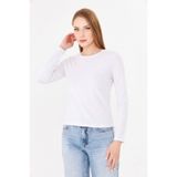 Sortie Kadın Ekru Bisiklet Yaka Pamuklu Uzun Kollu Basic Penye Tshirt Bluz