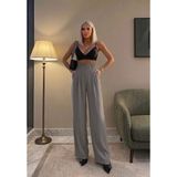 Sorvella Wear Kadın Ithal Doubleface Pileli Yüksek Bel Kumaş Pantolon - Gri - 38