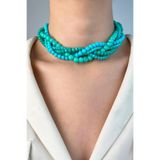 Sose Moda Kristal Boncuk Sarmal Kolye - Turkuaz