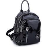 Sose Moda Nas Bag Kadın Dönüştürülebilir Sırt ve Omuz Çantası Şık Geniş Fermuarlı Çanta (24X31X14 Cm) Siyah Krsk Rugan - 0 - Siyah