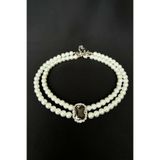 Sose Moda Siyah Kristal Uçlu Inci Choker Kolye