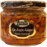 Sosero Ege Zeytin Salatası 300 Cc Yeşil Zeytin İçeren Doğal Vegan Salata Cam Kavanozda - 300 gr