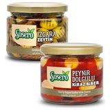 Sosero Peynir Dolgulu Kiraz Biber 290 gr & Izgara Zeytin 290 gr ( Ikisi Bir Arada ) - 580 gr