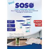 Soso 3X250 Yaprak - Kova Beyaz Sabun Kokulu Sirkeli Karbonatlı Yüzey Temizleme Mendili