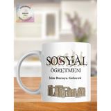 Sosyal Öğretmeni Öğretmenler Günü Kişiye Özel Kupa Bardak - Beyaz