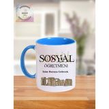 Sosyal Öğretmeni Öğretmenler Günü Kişiye Özel Kupa Bardak - Mavi