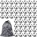 Sotiff 72'li Paket Mini Köpük Spor Topları Mini Futbol Topu Futbol Partisi Iyilik Mini Futbol Topları Küçük Futbol Stres Topları Kaygı Rahatlama için İpli Örgü Çanta ile Doğum Günü Hediyesi Karnaval