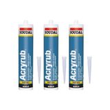 Soudal 3 ADET Soudal Acryrub Silikonize Mastik 500 Gram Antrasit Gri