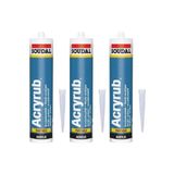 Soudal 3 ADET Soudal Acryrub Silikonize Mastik 500 Gram Beyaz