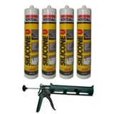 Soudal 4 Adet Soğuk Şeffaf Silikon Tabanca Hediyeli