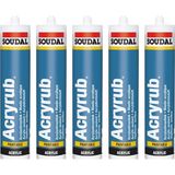 Soudal Acryrub 500 Gram 5'li Paket Silikonize Mastik Gri Renk Boyanabilir Özellikte