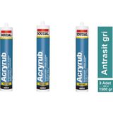 Soudal Acryrub Silikonize Akrilik Mastik 310 ml Antrasit Gri X3