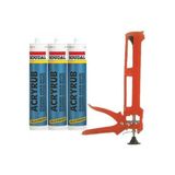 Soudal Plastik Silikon Tabancası + 3 Adet 500 Ml.Beyaz Mastik